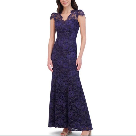 Eliza J Dresses & Skirts - Navy Blue Lace Mermaid Gown Size 16